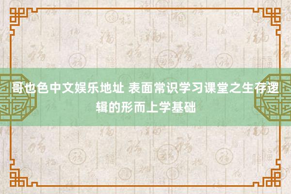 哥也色中文娱乐地址 表面常识学习课堂之生存逻辑的形而上学基础