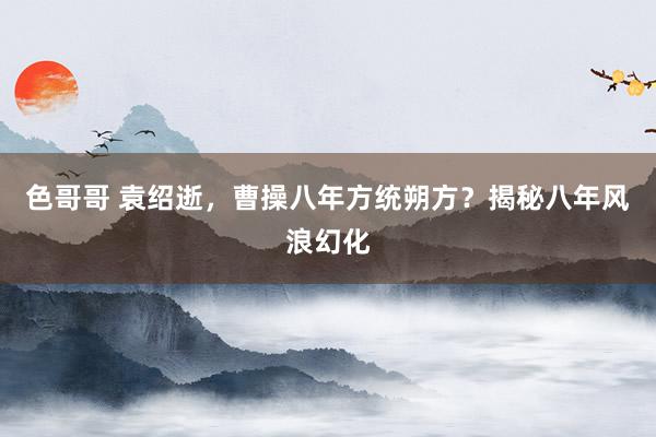 色哥哥 袁绍逝，曹操八年方统朔方？揭秘八年风浪幻化