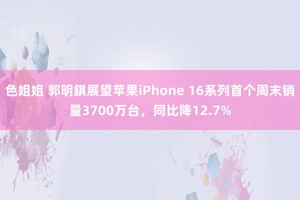 色姐姐 郭明錤展望苹果iPhone 16系列首个周末销量3700万台，同比降12.7%