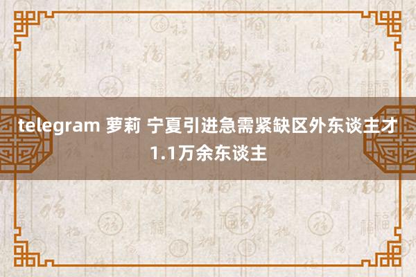 telegram 萝莉 宁夏引进急需紧缺区外东谈主才1.1万余东谈主