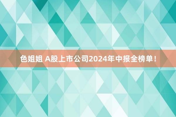 色姐姐 A股上市公司2024年中报全榜单！