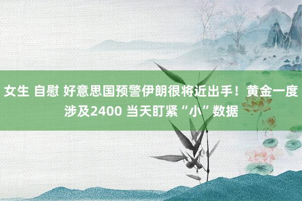 女生 自慰 好意思国预警伊朗很将近出手！黄金一度涉及2400 当天盯紧“小”数据