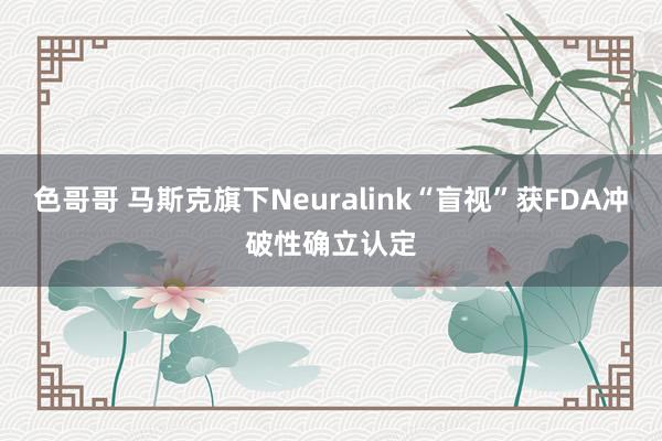 色哥哥 马斯克旗下Neuralink“盲视”获FDA冲破性确立认定