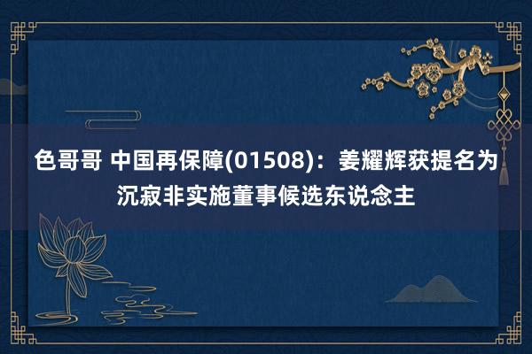 色哥哥 中国再保障(01508)：姜耀辉获提名为沉寂非实施董事候选东说念主