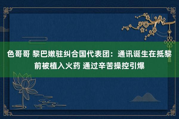 色哥哥 黎巴嫩驻纠合国代表团：通讯诞生在抵黎前被植入火药 通过辛苦操控引爆