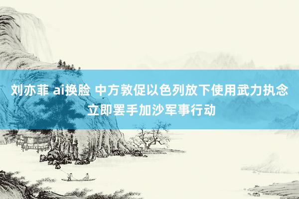 刘亦菲 ai换脸 中方敦促以色列放下使用武力执念 立即罢手加沙军事行动