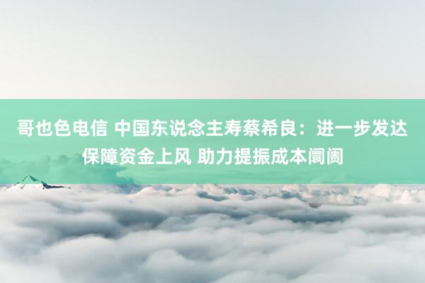 哥也色电信 中国东说念主寿蔡希良：进一步发达保障资金上风 助力提振成本阛阓