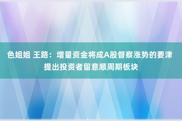 色姐姐 王路：增量资金将成A股督察涨势的要津 提出投资者留意顺周期板块