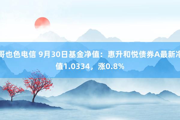 哥也色电信 9月30日基金净值：惠升和悦债券A最新净值1.0334，涨0.8%