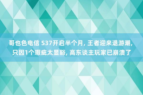 哥也色电信 S37开启半个月， 王者迎来退游潮， 只因1个瑕疵太显豁， 高东谈主玩家已崩溃了