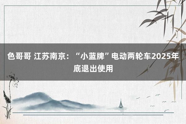 色哥哥 江苏南京：“小蓝牌”电动两轮车2025年底退出使用