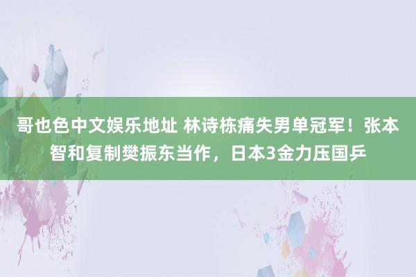 哥也色中文娱乐地址 林诗栋痛失男单冠军！张本智和复制樊振东当作，日本3金力压国乒