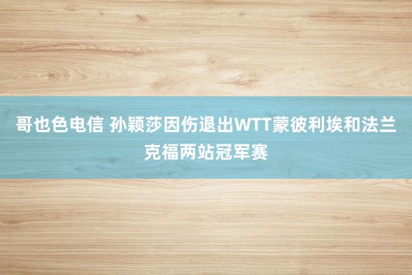 哥也色电信 孙颖莎因伤退出WTT蒙彼利埃和法兰克福两站冠军赛