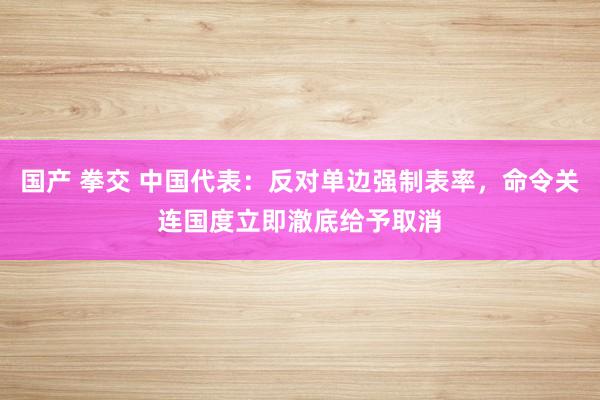 国产 拳交 中国代表：反对单边强制表率，命令关连国度立即澈底给予取消