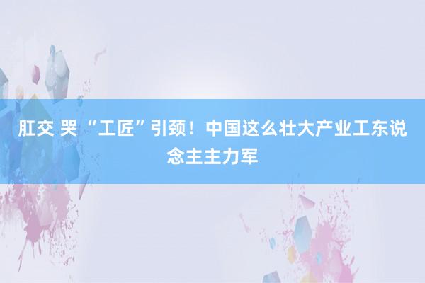 肛交 哭 “工匠”引颈！中国这么壮大产业工东说念主主力军