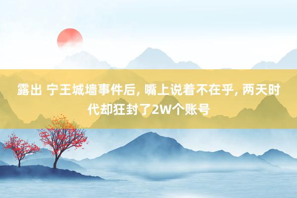 露出 宁王城墙事件后， 嘴上说着不在乎， 两天时代却狂封了2W个账号