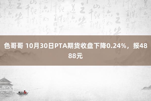 色哥哥 10月30日PTA期货收盘下降0.24%，报4888元