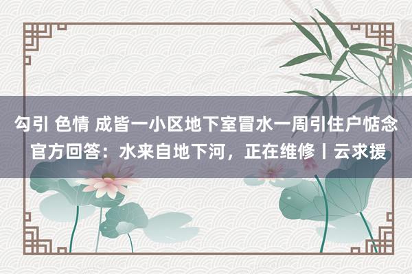 勾引 色情 成皆一小区地下室冒水一周引住户惦念 官方回答：水来自地下河，正在维修丨云求援