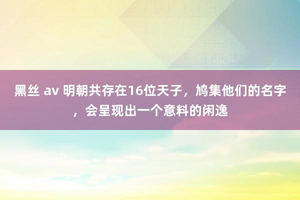 黑丝 av 明朝共存在16位天子，鸠集他们的名字，会呈现出一个意料的闲逸