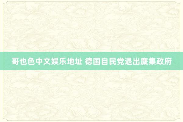 哥也色中文娱乐地址 德国自民党退出麇集政府