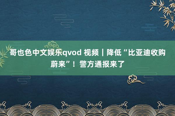 哥也色中文娱乐qvod 视频｜降低“比亚迪收购蔚来”！警方通报来了