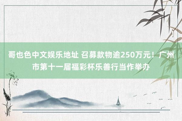 哥也色中文娱乐地址 召募款物逾250万元！广州市第十一届福彩杯乐善行当作举办