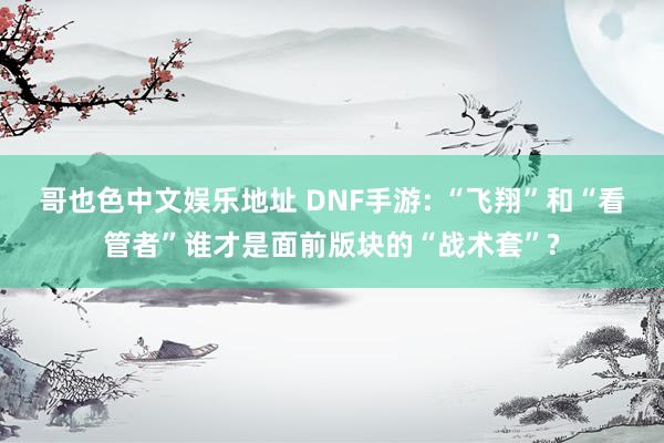 哥也色中文娱乐地址 DNF手游: “飞翔”和“看管者”谁才是面前版块的“战术套”?