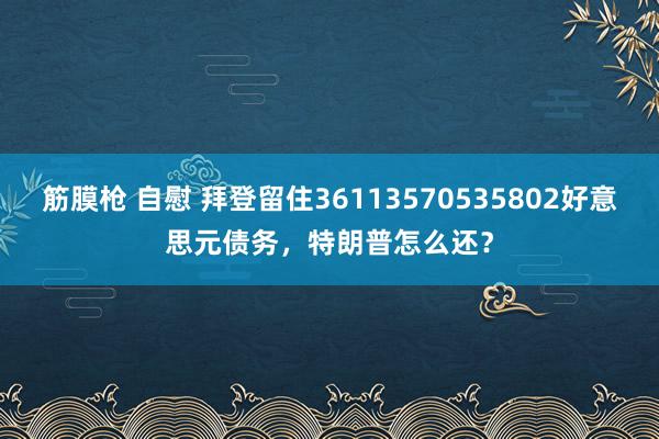 筋膜枪 自慰 拜登留住36113570535802好意思元债务，特朗普怎么还？