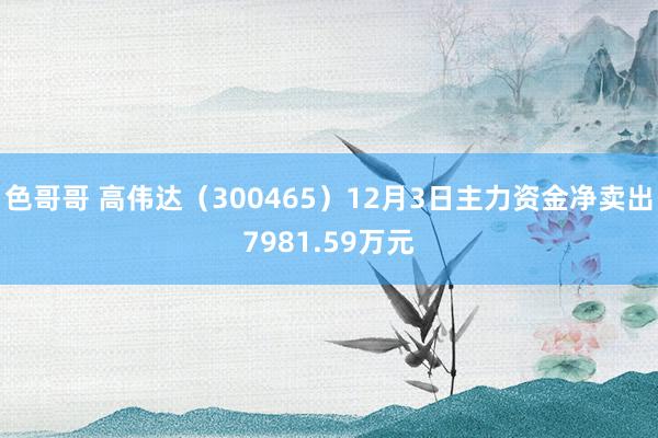 色哥哥 高伟达（300465）12月3日主力资金净卖出7981.59万元