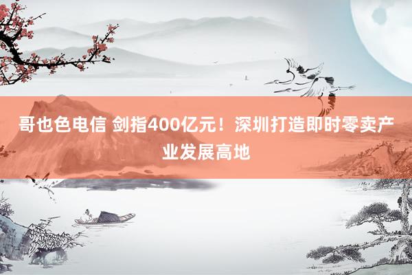 哥也色电信 剑指400亿元！深圳打造即时零卖产业发展高地