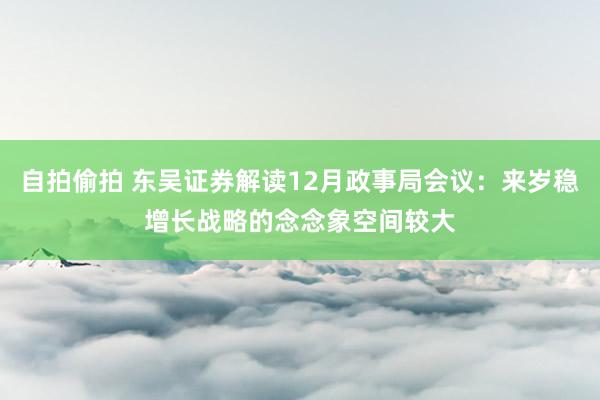 自拍偷拍 东吴证券解读12月政事局会议：来岁稳增长战略的念念象空间较大