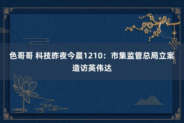 色哥哥 科技昨夜今晨1210：市集监管总局立案造访英伟达