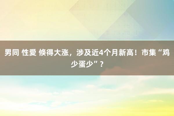 男同 性愛 倏得大涨，涉及近4个月新高！市集“鸡少蛋少”？