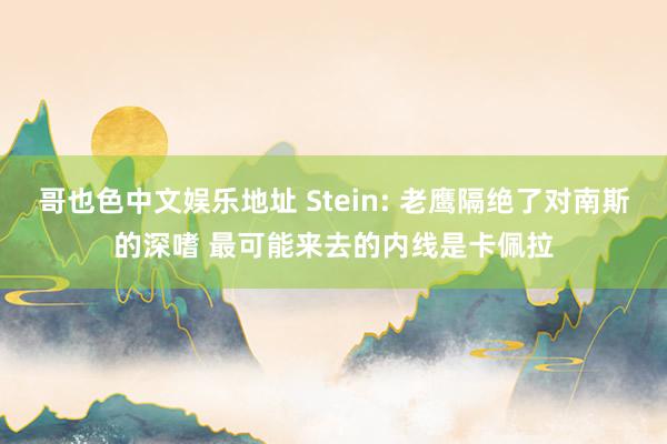 哥也色中文娱乐地址 Stein: 老鹰隔绝了对南斯的深嗜 最可能来去的内线是卡佩拉