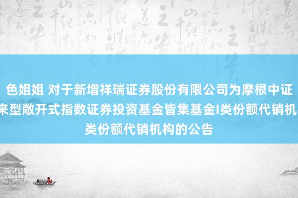 色姐姐 对于新增祥瑞证券股份有限公司为摩根中证A500往来型敞开式指数证券投资基金皆集基金I类份额代销机构的公告