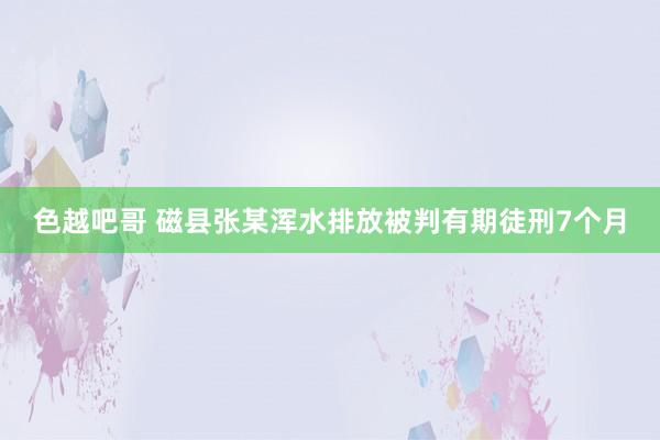 色越吧哥 磁县张某浑水排放被判有期徒刑7个月